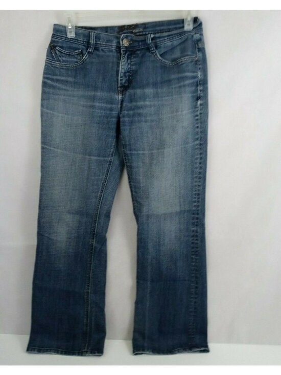 Foster Denim - Foster Distressed Whiskered Embroidered Flare Jeans Size 8